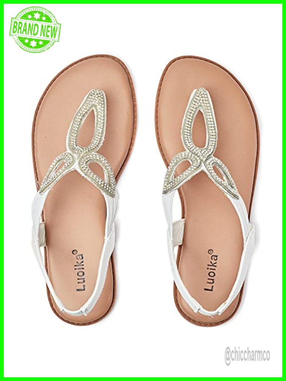 Extra Wide Rhinestone Thong Sandals with Cushioned Footbed